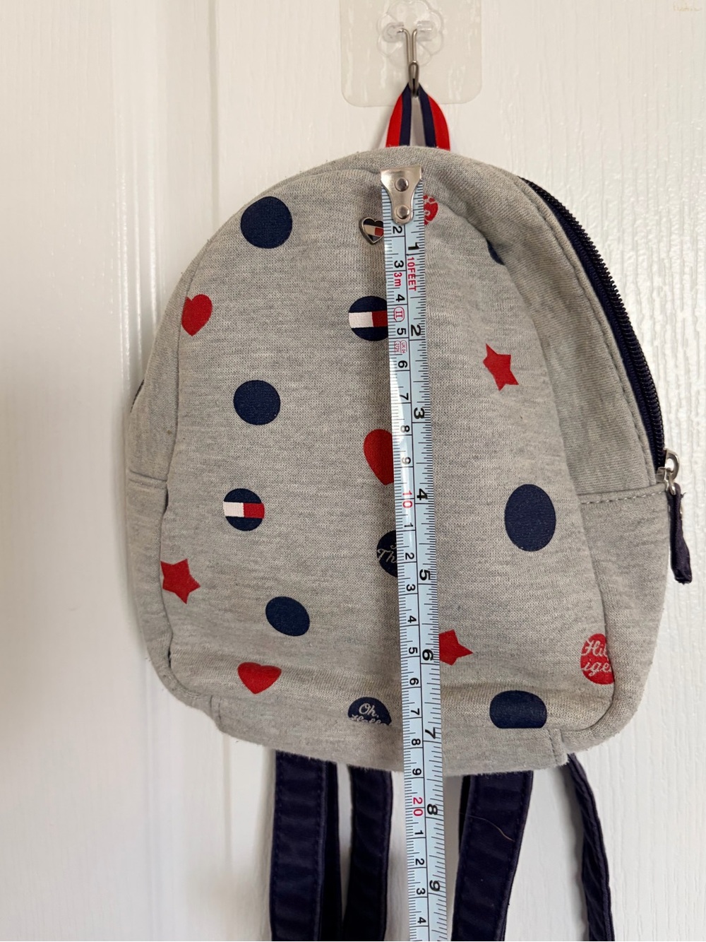 Tommy Hilfiger Gray Kids Backpack with Navy & Red Accents